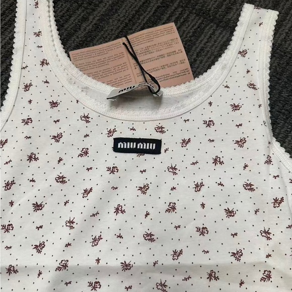Miu Miu White Floral Tank Top - Picture 6 of 6